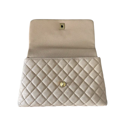 Chanel Coco Handle Medium Beige Caviar Leder Echsengriff Fullset / sehr gut Chanel