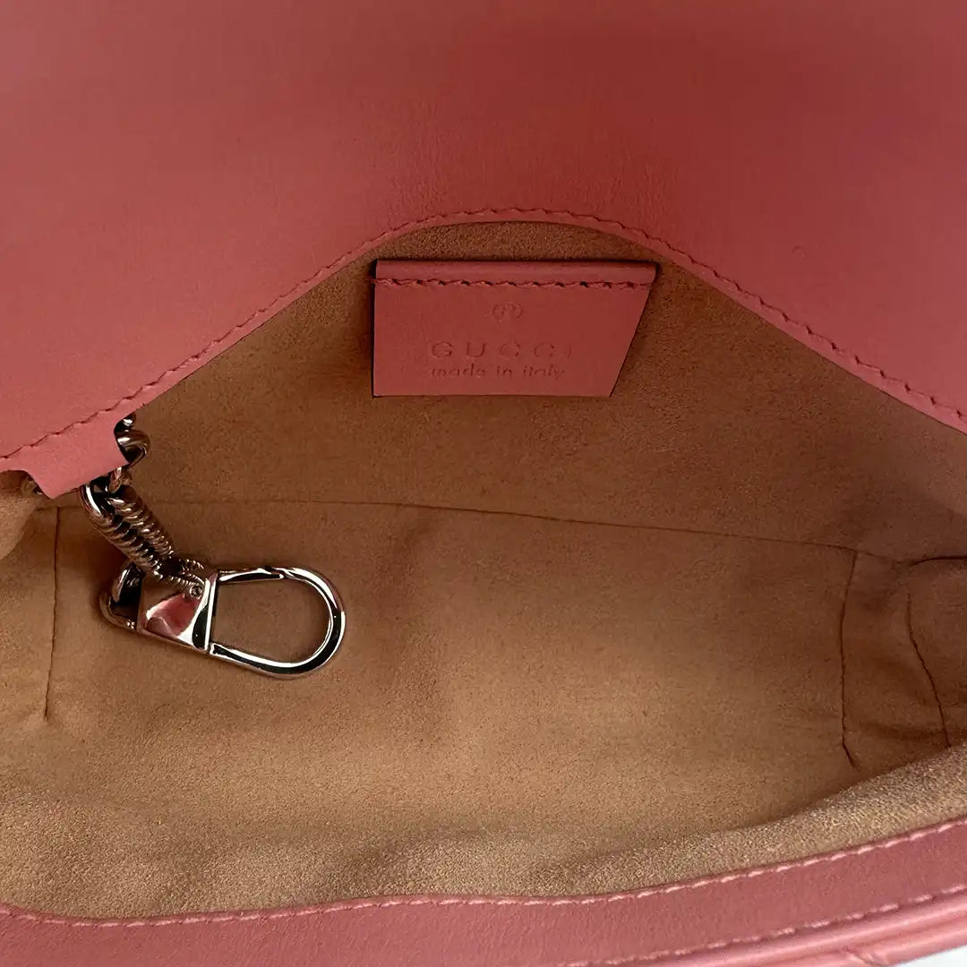 Gucci GG Marmont Matelasse Mini Schultertasche Pastel Pink Fullset / neu Gucci