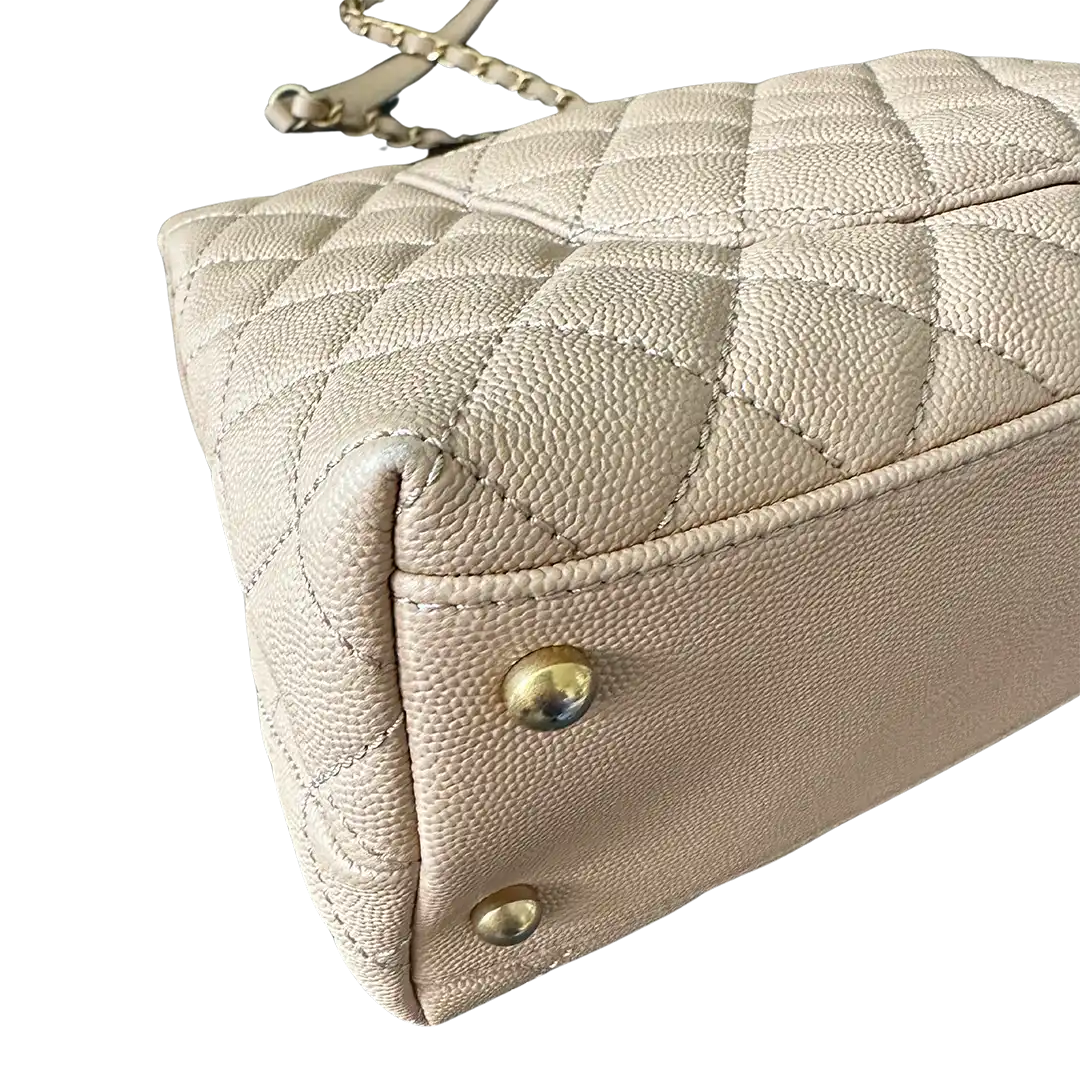 Chanel Coco Handle Medium Beige Caviar Leder Echsengriff Fullset / sehr gut Chanel