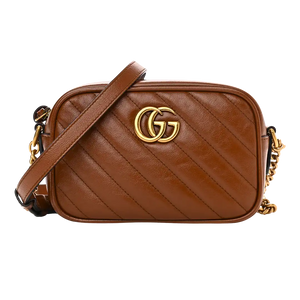 Gucci GG Marmont middelgrote matelassé lederen schoudertas bruin