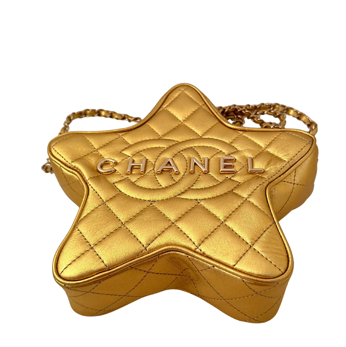 Chanel  Metallic Lammleder Quilted Walk Of Fame Star Bag Gold / neuwertig Chanel