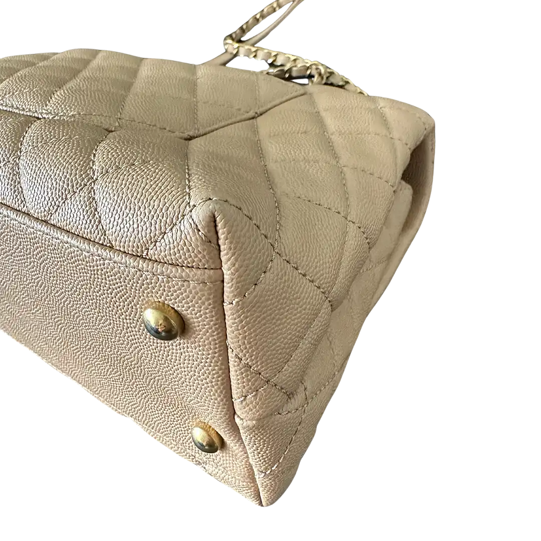 Chanel Coco Handle Medium Beige Caviar Leder Echsengriff Fullset / sehr gut Chanel