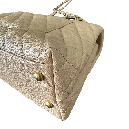 Chanel Coco Handle Medium Beige Caviar Leder Echsengriff Fullset / sehr gut Chanel