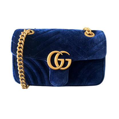 Gucci GG Marmont Mini cobalt blue Samttasche / sehr gut Gucci