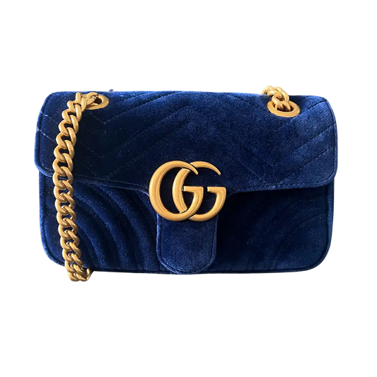 Gucci GG Marmont Mini cobalt blue Samttasche / sehr gut Gucci