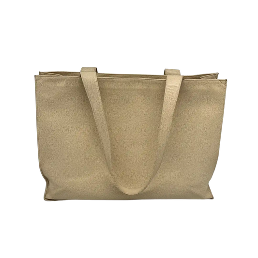 Chanel Vintage Shopper Tasche Kaviar Leder beige / akzeptabel Chanel