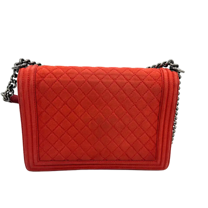 Chanel Boy Tasche Large Kaviar Wildleder rot / gut Chanel