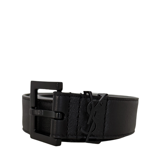 Saint Laurent Cassandre Gürtel  All black  80cm Schwarz / sehr gut Saint Laurent