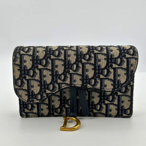 Dior Saddle riemtas Oblique jacquard in blauw