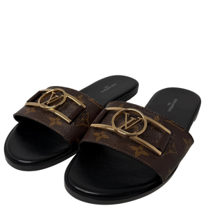 Louis Vuitton Monogram Lock It Platte Muiltjes Maat / 39