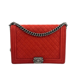 Chanel Boy Tas Large Kaviaar Suède Rood
