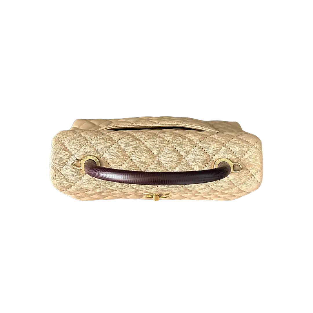 Chanel Coco Handle Medium Beige Caviar Leder Echsengriff Fullset / sehr gut Chanel