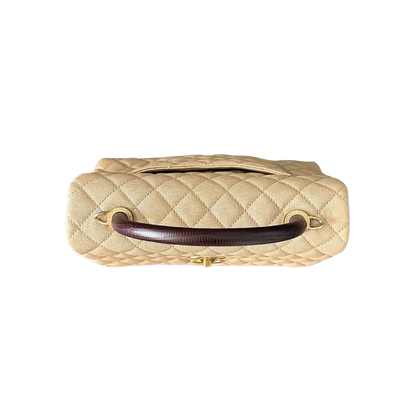 Chanel Coco Handle Medium Beige Caviar Leder Echsengriff Fullset / sehr gut Chanel