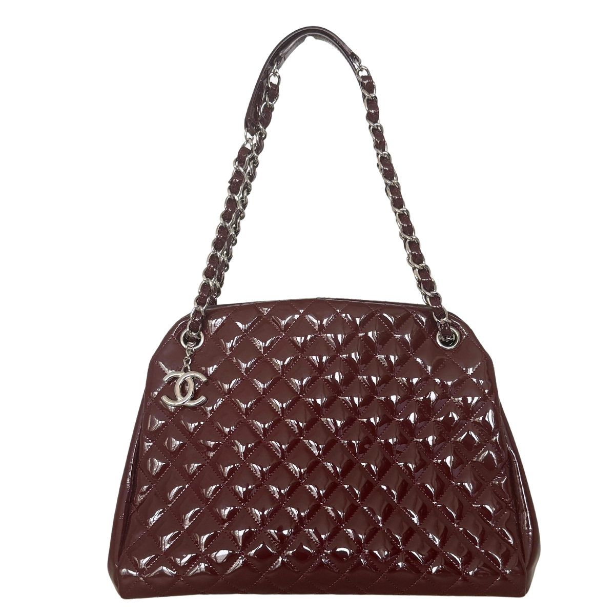 Chanel Mademoiselle Medium Schultertasche Lackleder Bordeaux / sehr gut Chanel