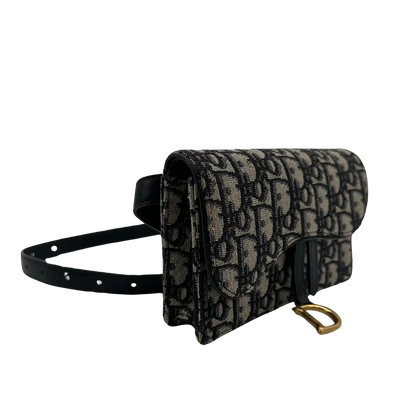 Dior Saddle Gürteltasche Oblique Jacquard in Blau / sehr gut Dior