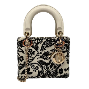 Christian Dior Mini Lady Dior bloemenprint en geborduurd Gebroken wit