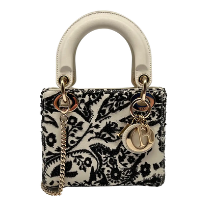 Christian Dior Mini Lady Dior floral bedruckt und bestickt Off white / sehr gut Dior