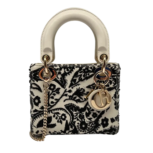 Christian Dior Mini Lady Dior floral bedruckt und bestickt Off white / sehr gut Dior