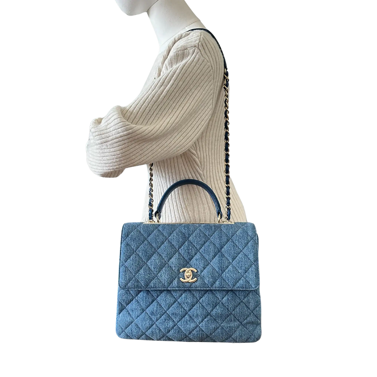 Chanel Trendy CC Top Handle Large Denim Blau / sehr gut Chanel