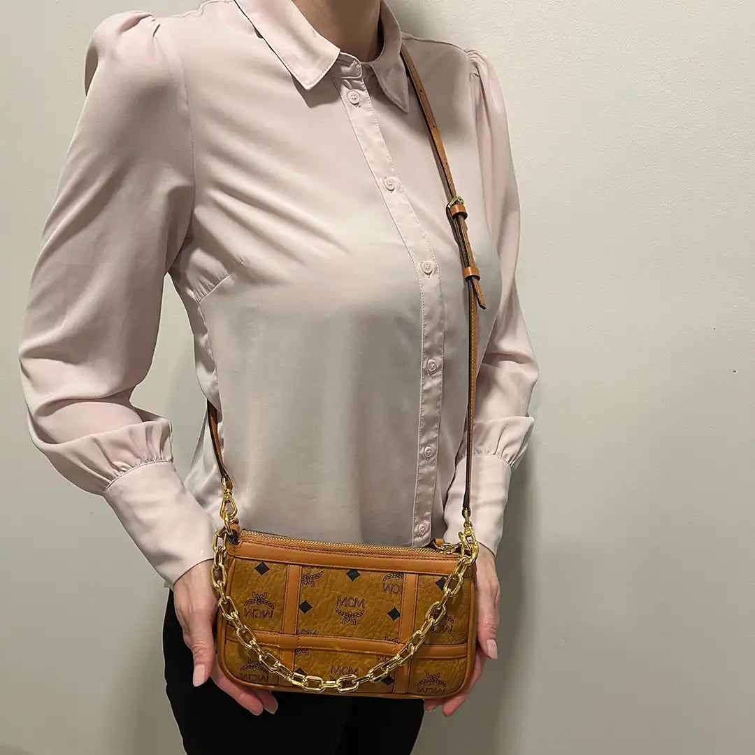 MCM Aren Mini Crossbody Tasche Visetos Cognac / neuwertig MCM