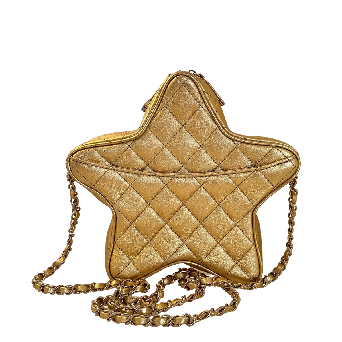 Chanel  Metallic Lammleder Quilted Walk Of Fame Star Bag Gold / neuwertig Chanel