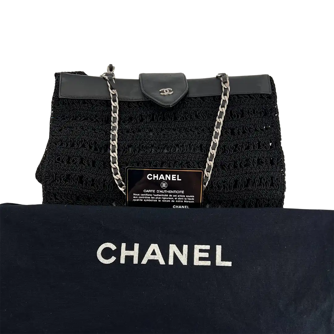 Chanel Vintage Supermodel Häkeltasche CC Logo / sehr gut Chanel