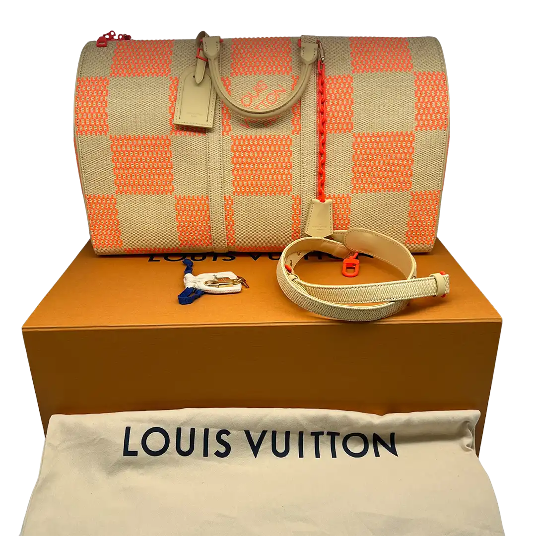 Louis Vuitton Keepall 50 Bandouliere Orange beige Raffia Fullset / neuwertig Louis Vuitton