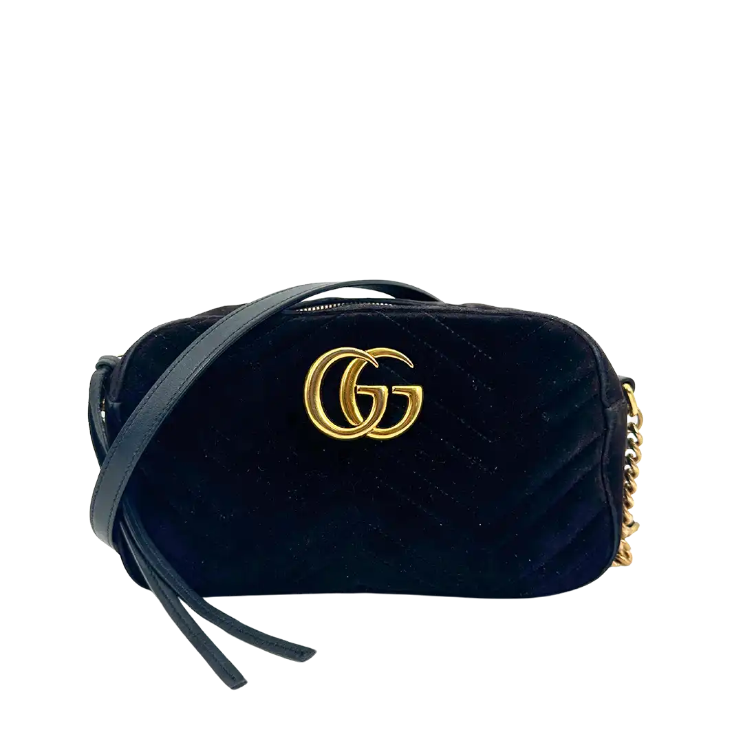 Gucci GG Marmont Samttasche schwarz / gut Gucci