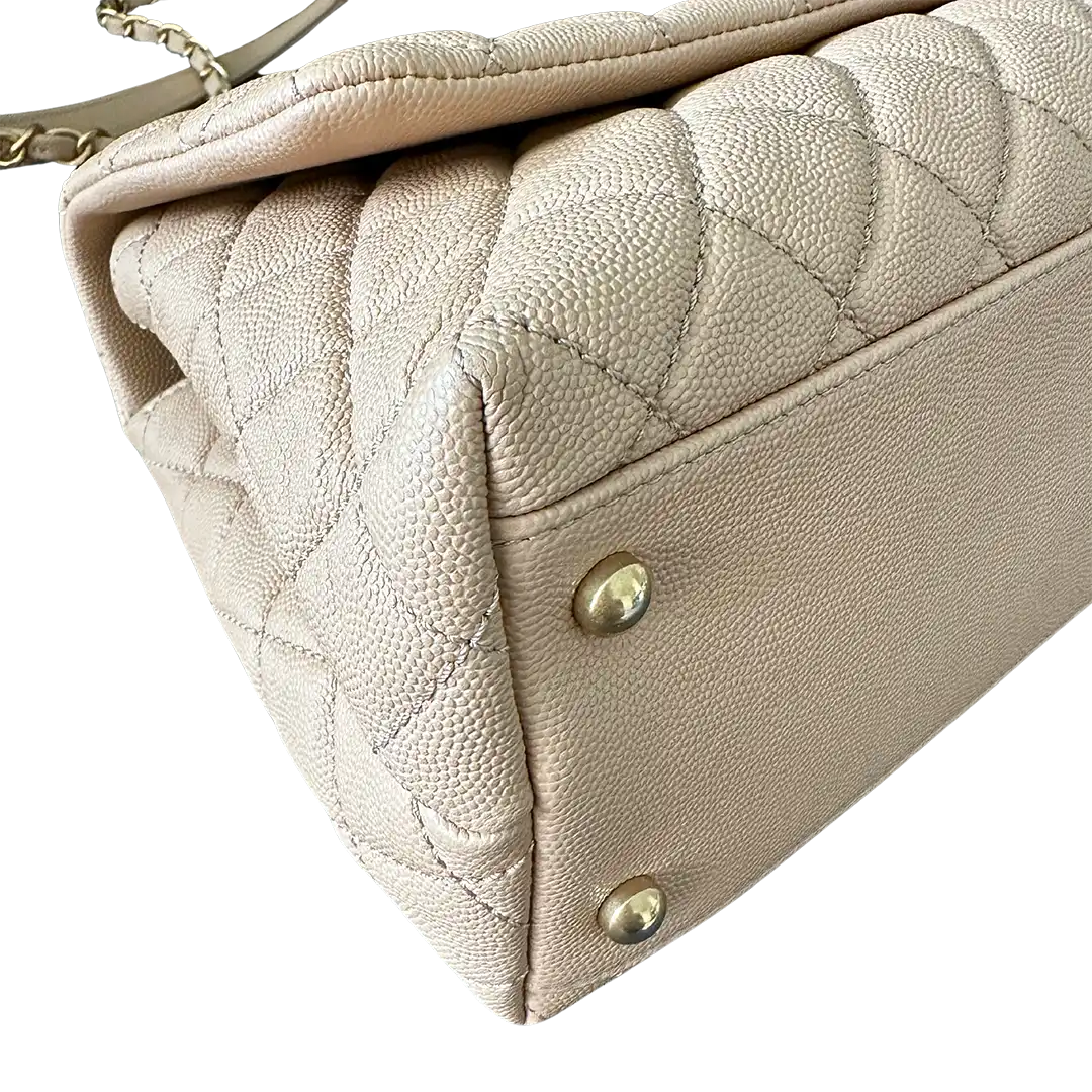 Chanel Coco Handle Medium Beige Caviar Leder Echsengriff Fullset / sehr gut Chanel