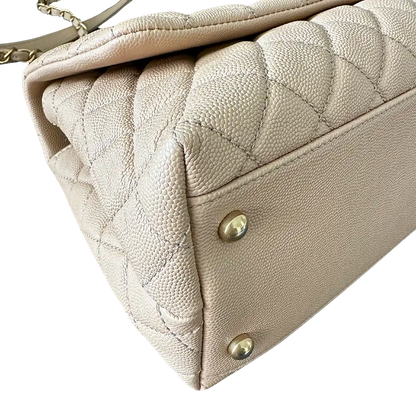 Chanel Coco Handle Medium Beige Caviar Leder Echsengriff Fullset / sehr gut Chanel