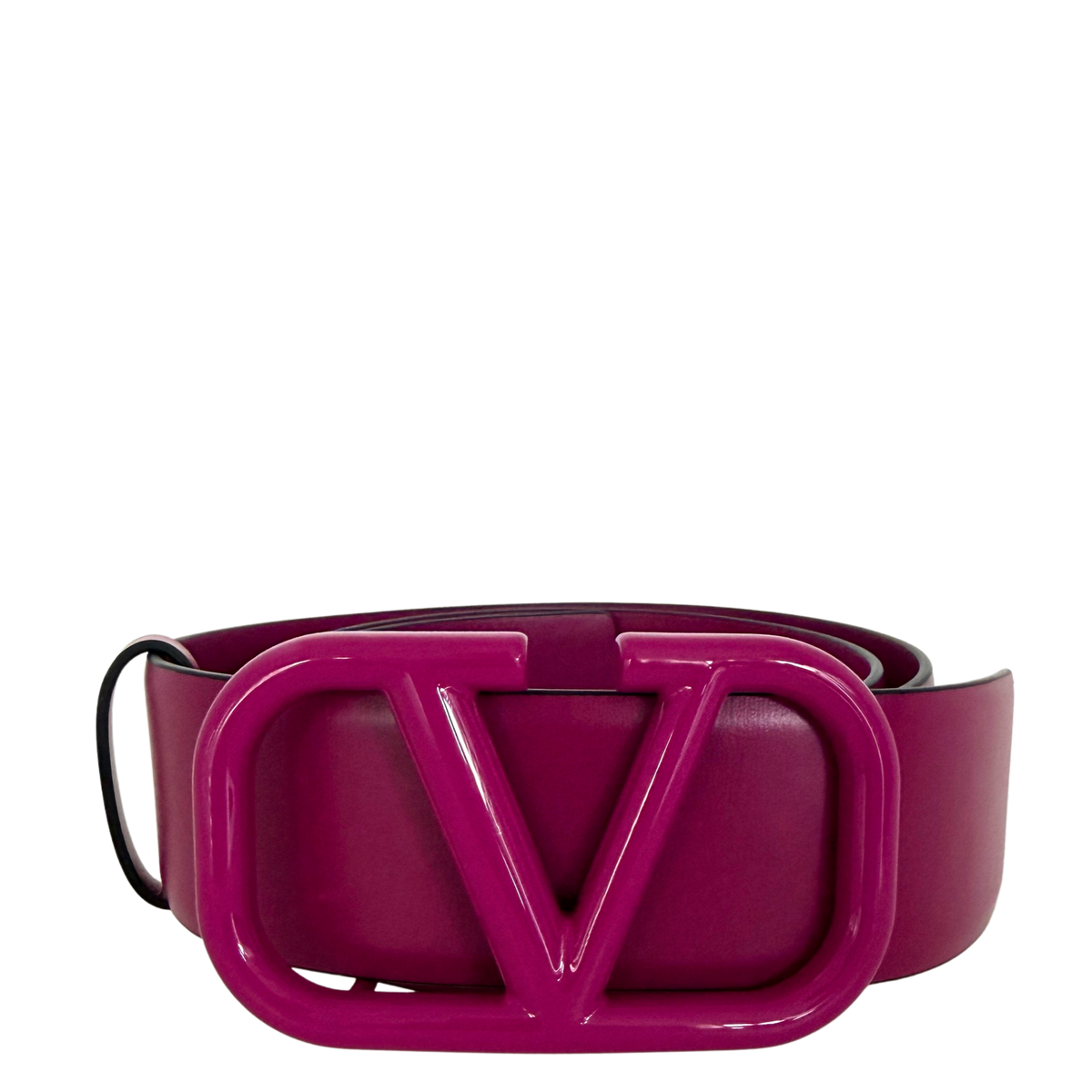 Valentino Garavani VLogo Gürtel aus Leder 75cm Lederschnalle fuchsia / neuwertig Valentino