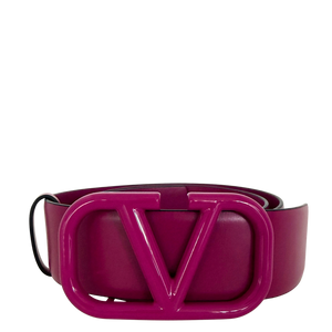 Valentino Garavani VLogo Gürtel aus Leder 75cm Lederschnalle fuchsia
