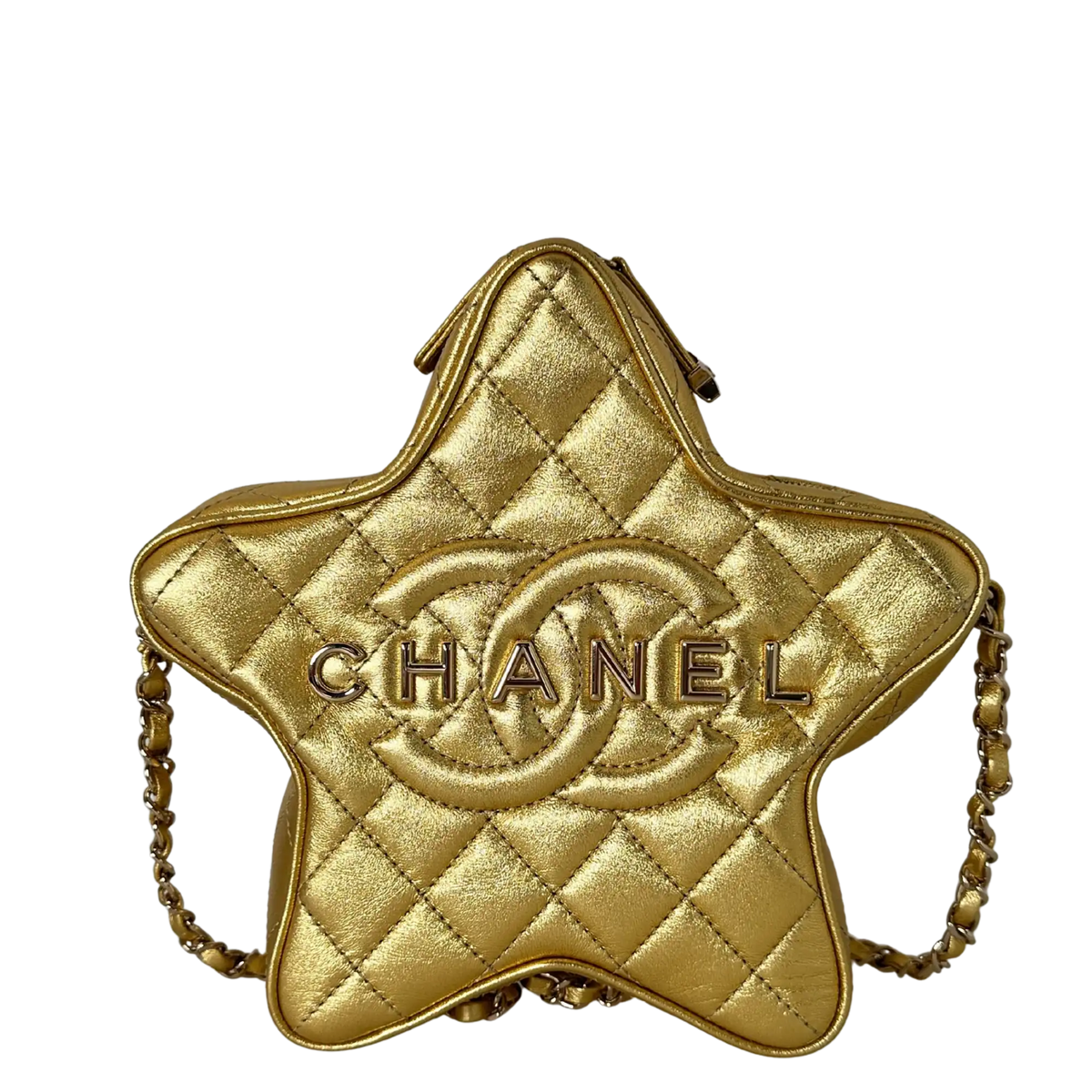 Chanel  Metallic Lammleder Quilted Walk Of Fame Star Bag Gold / neuwertig Chanel