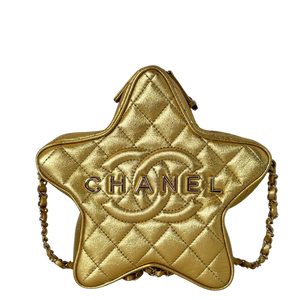 Chanel Metallic Lammleder Quilted Walk Of Fame Star Bag Gold