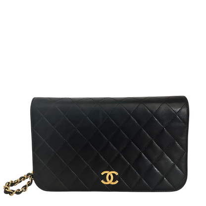 Chanel Timeless Wallet on Chain Vintage Lammleder schwarz mit ID Card / gut Chanel