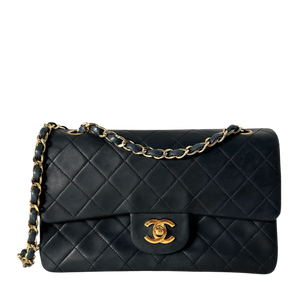 Chanel Timeless Vintage Double Flap Bag Lamsleer zwart Small