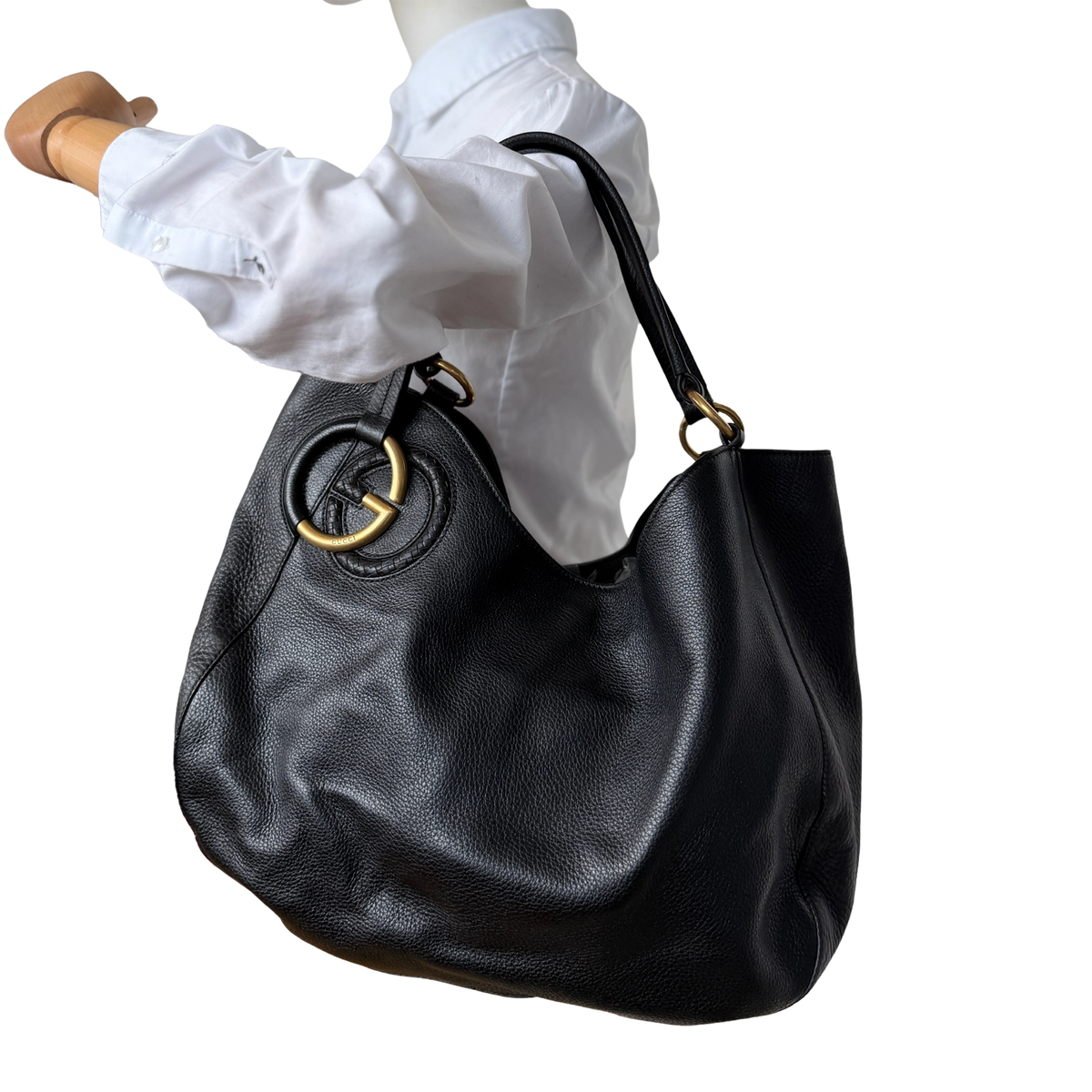 Gucci Kalbsleder Tote Bag schwarz goldene Hardware / sehr gut Gucci