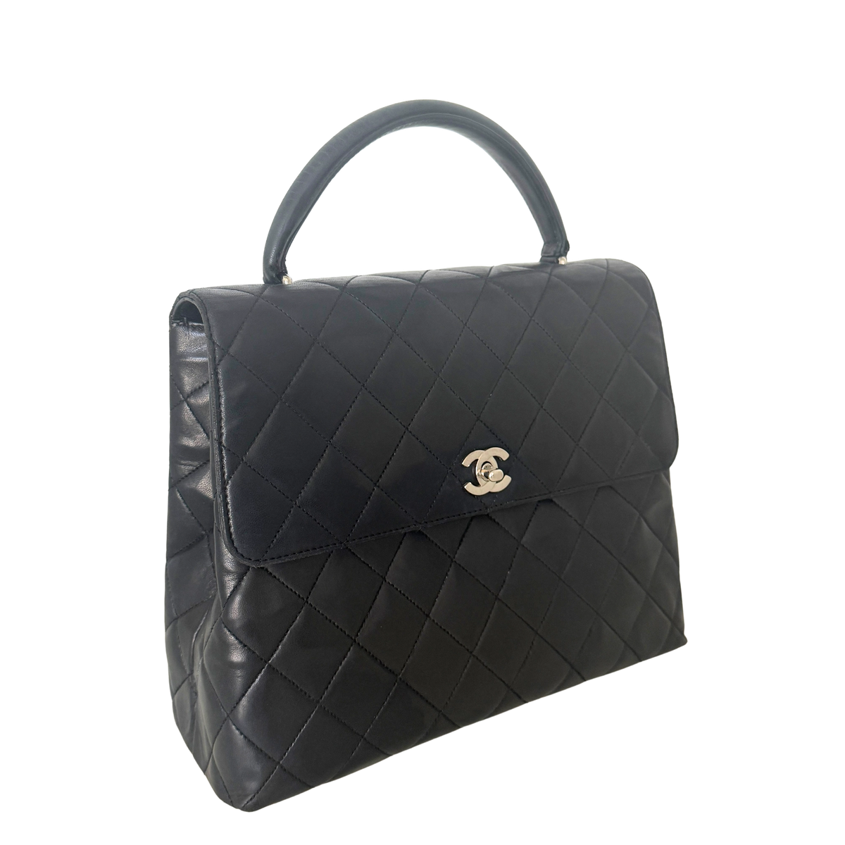 Chanel Matelasse Top Handle Handtasche Schwarz / akzeptabel Chanel
