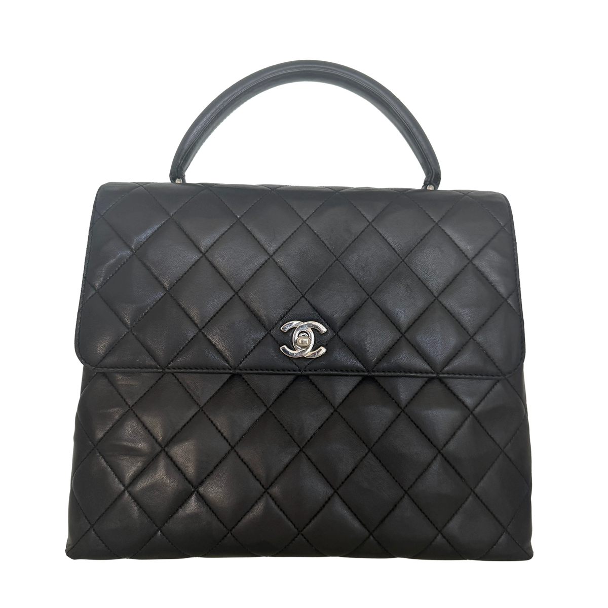 Chanel Matelasse Top Handle Handtasche Schwarz / akzeptabel Chanel