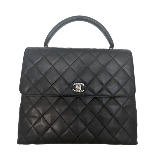 Chanel Matelasse Top Handle Handtasche Schwarz / akzeptabel Chanel