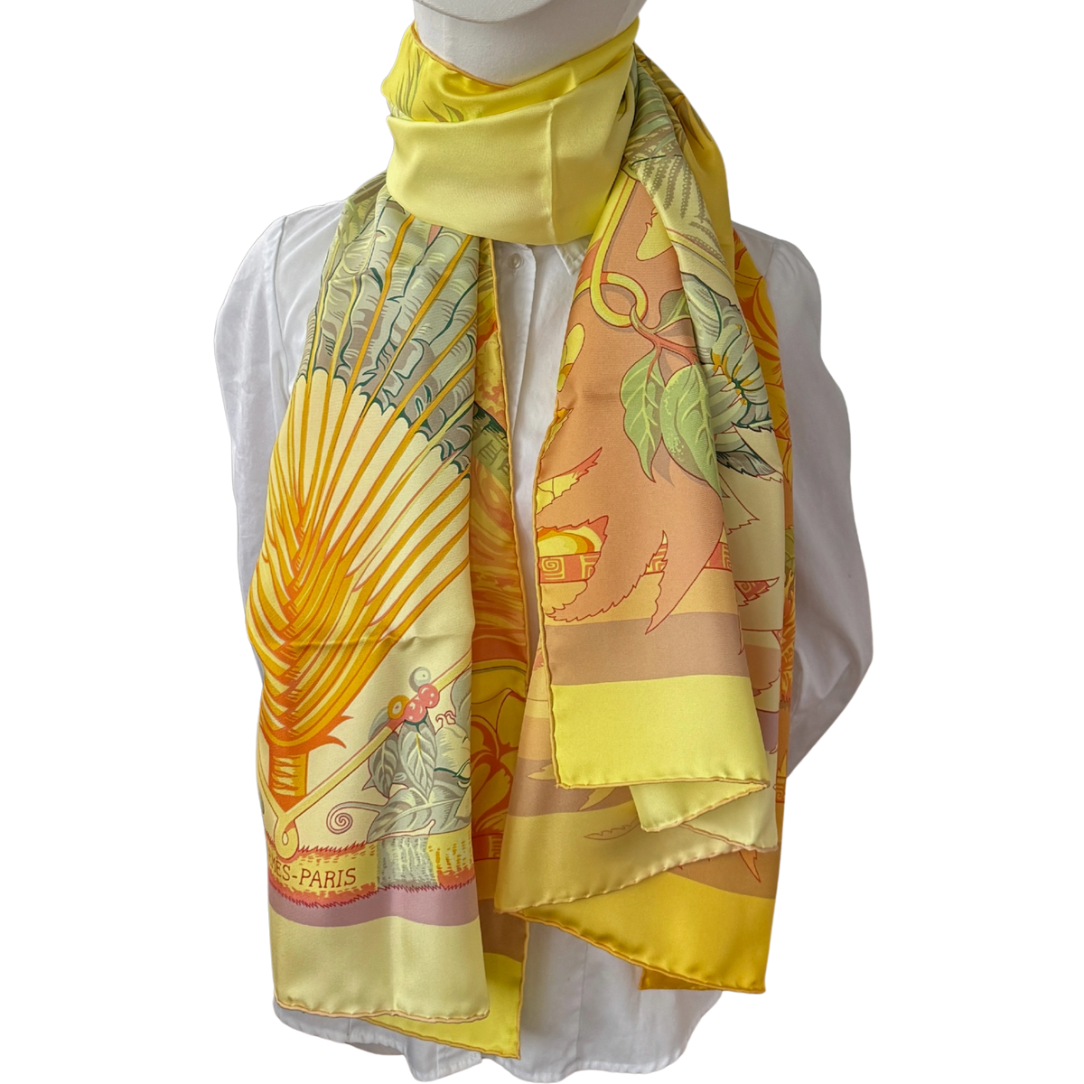 Hermès Seidenschal Aloha Gelb / neuwertig Hermès