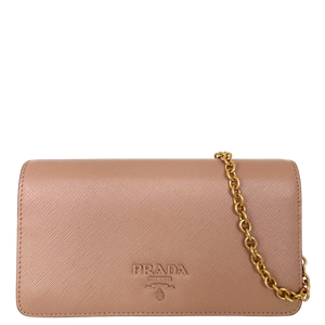 Prada Portemonnee aan Ketting Mini Bandoliera Cipria