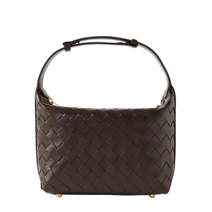Bottega Veneta Mini Wallace schoudertas van intrecciato leer in bruin