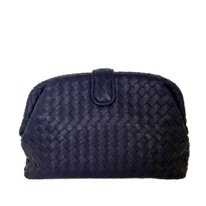 Bottega Veneta The Lauren 1980 Clutch Nappa Intrecciato donkerblauw