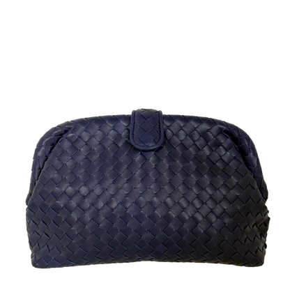 Bottega Veneta The Lauren 1980 Clutch Nappa Intrecciato dunkelblau / sehr gut Bottega Veneta