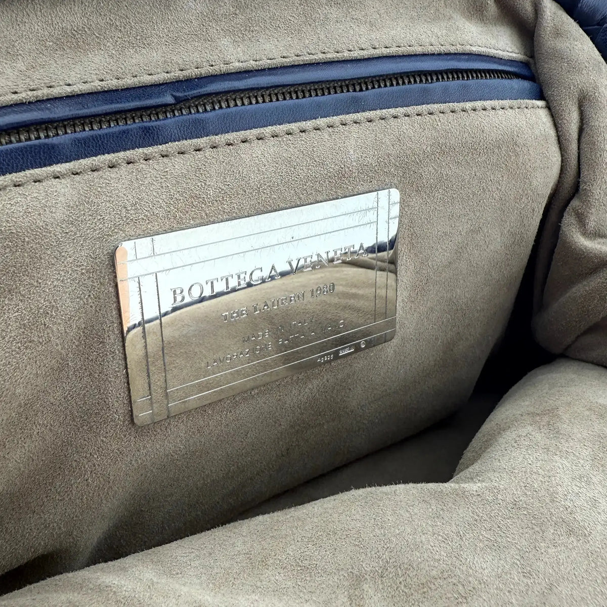 Bottega Veneta The Lauren 1980 Clutch Nappa Intrecciato dunkelblau / sehr gut Bottega Veneta