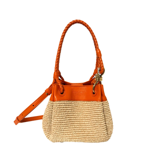 Bottega Veneta kleine Parachute schoudertas van raffia 2025