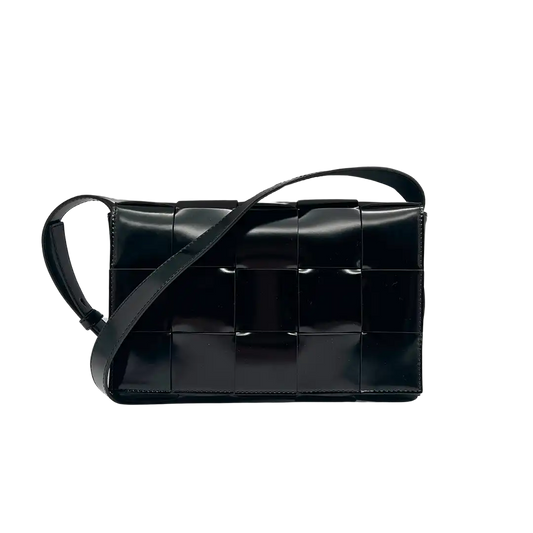 Bottega Veneta Casette Lackleder schwarz / neu Bottega Veneta