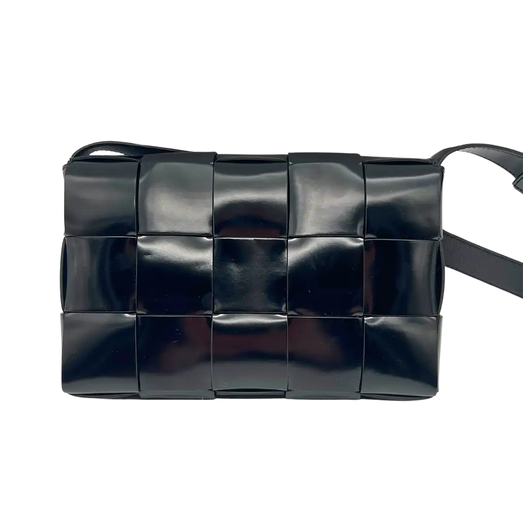 Bottega Veneta Casette Lackleder schwarz / neu Bottega Veneta
