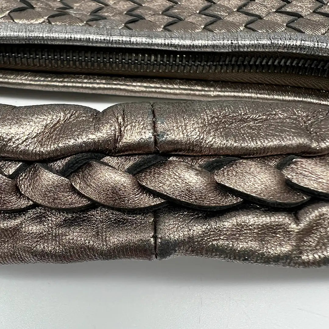 Bottega Veneta Intrecciato Leder Hobo Bag metallic Gold /sehr gut Bottega Veneta